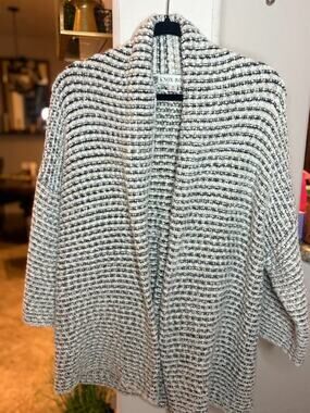 Knox Rose Natural Multi Color Drop Shoulder Cardigan Sweater Med Oversized